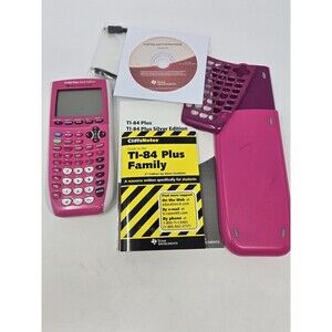 TEXAS INSTRUMENTS TI-84 PLUS SILVER EDITION CALCULATOR BUNDLE PINK COVERS CD